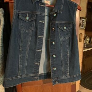Denim Vest with Turquoise Accents